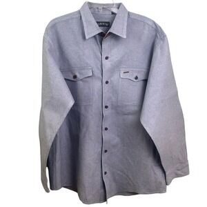 Orvis Fairbanks Blue White Gingham Long Sleeve Button Outdoorsman Shirt Large